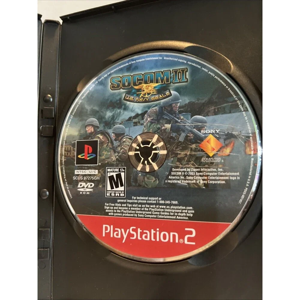 SOCOM II: U.S. Navy SEALs (Sony PlayStation 2, 2003) Disc & Manual - No Coverart